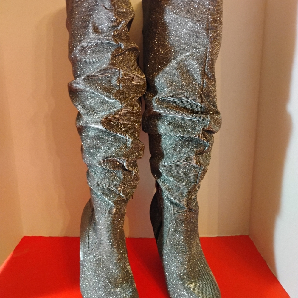 Just Fabulous Jordanna Slouched Glitter Sparkling Tall Boot